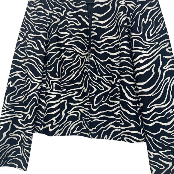 Talbots Women SZ 6 Black & White Zebra Print Crop Blazer Jacket Silk/Wool Blend - Picture 11 of 11
